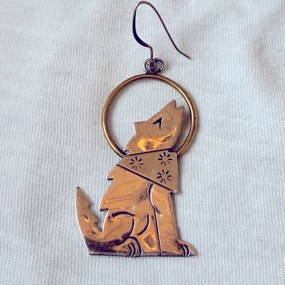 Silver and Gold Wolf Earrings
